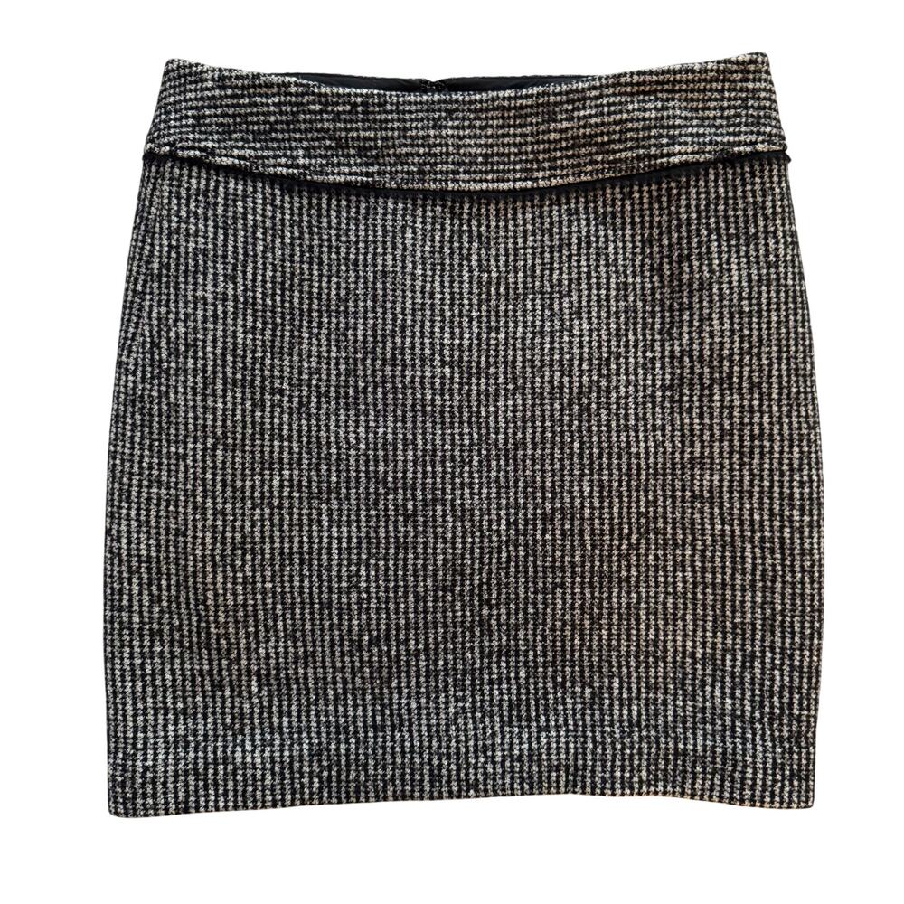 Ann Taylor Mini Pencil Skirt Wool blend Women's Sz 6 Black‎ Tan Tweed Academia